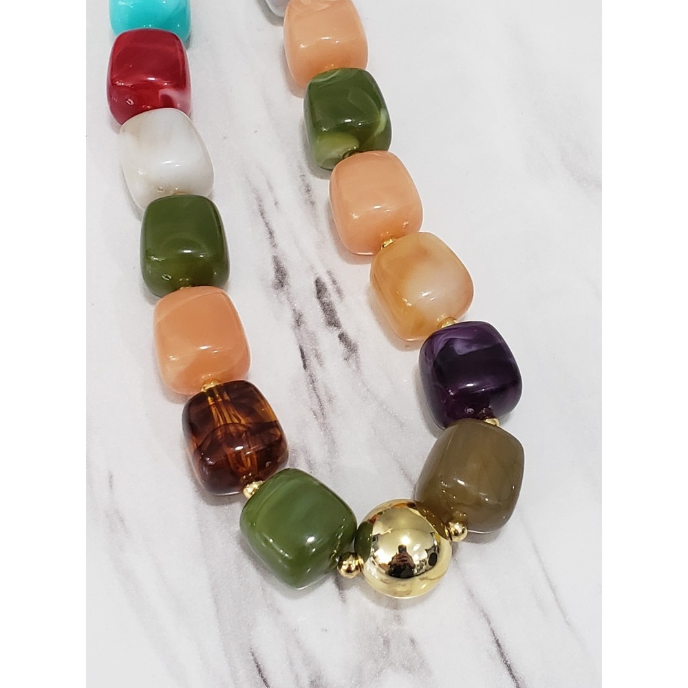 Mayamar Bold Chunky Bead Necklace Coastal MAXIMALIST STATEMENT JEWEL TONES